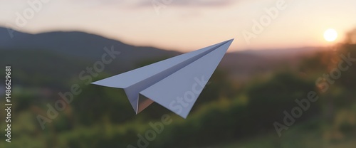 Paper plane sunset flight. (3)