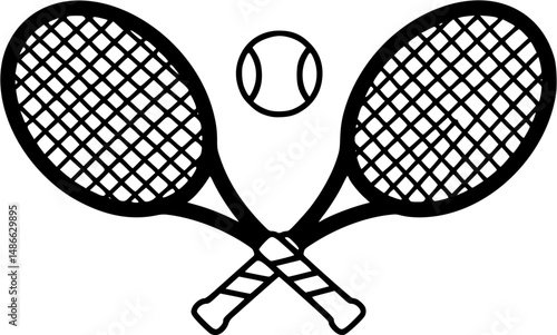 Crossed tennis rackets and ball icon in simple style on a white background vector illustration
