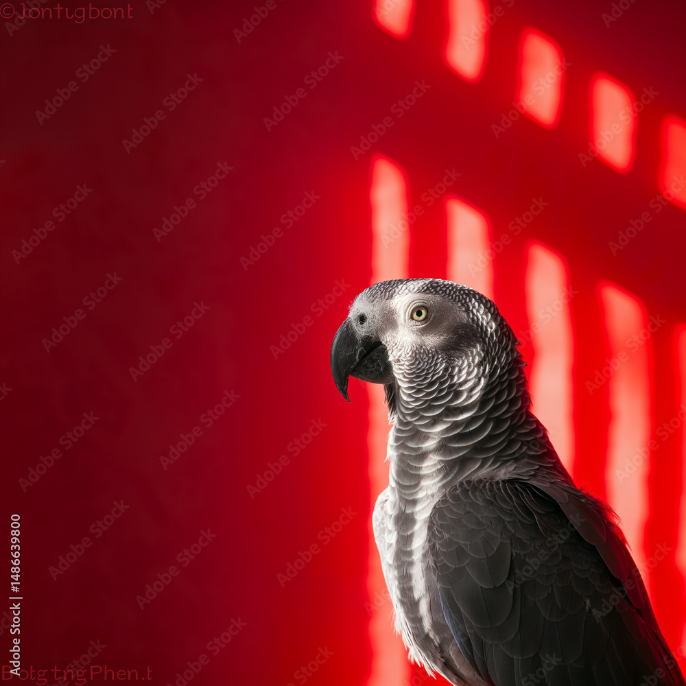 Obraz premium parrot in red background