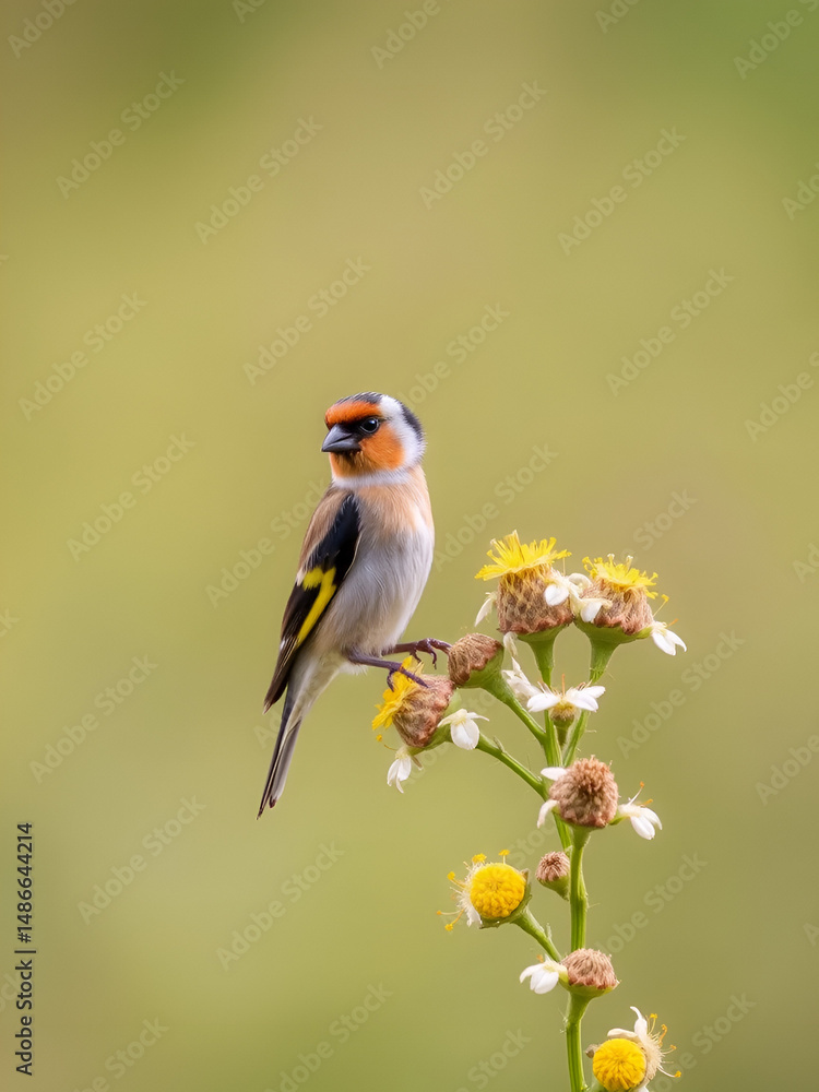 Obraz premium Goldfinch on teasels