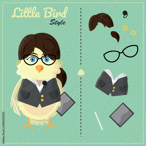 Office bird outfit pieces. Vector