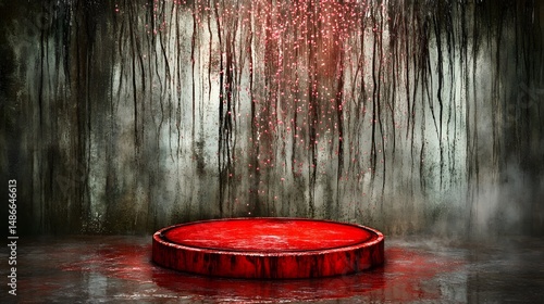 Bloody Red Platform Grungy Wall Background