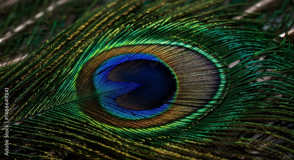 Obraz premium Peacock Feather Close-up Iridescent