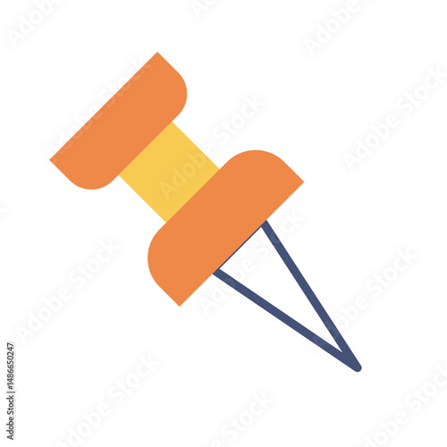 Orange and yellow push pin. Vector