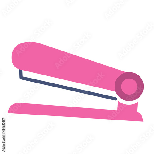 Pink office stapler icon. Vector