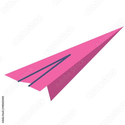 Pink paper airplane icon. Vector