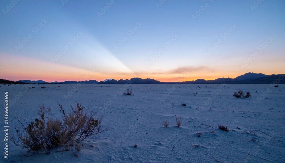 Obraz premium Desert Landscape Sunset View With Light Beam