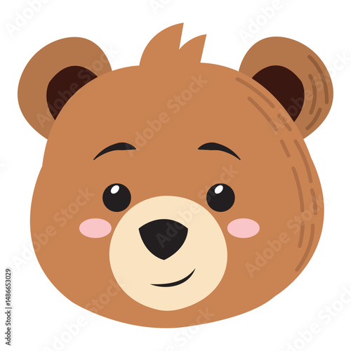 Smiling bear cartoon face. Vector