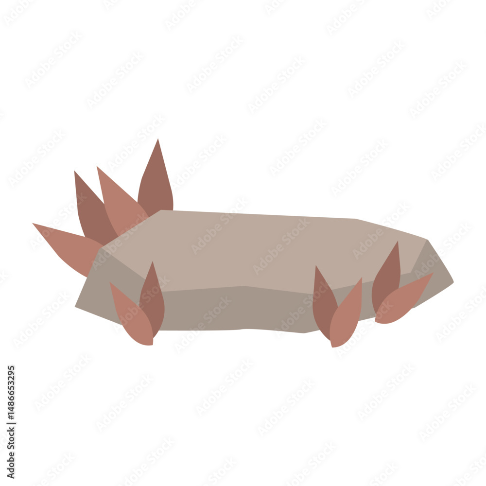 Fototapeta premium Stone with autumn leaves. Vector