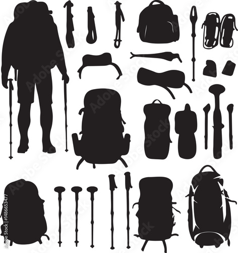 Silhouette Hiking Gear: Backpacks, Trekking Poles, and Equipment