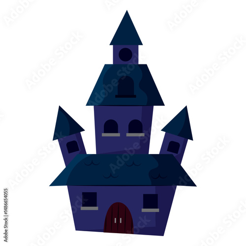 Haunted spooky castle icon. Vector