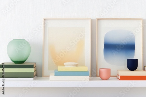 Wallpaper Mural Elegant Minimalist Home Office Backdrop, Artistic Decor, Thoughtful Arrangement Creating Calm Space for Virtual Meetings, Inviting Atmosphere Torontodigital.ca