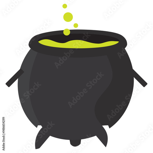Witch cauldron with potion. Vector