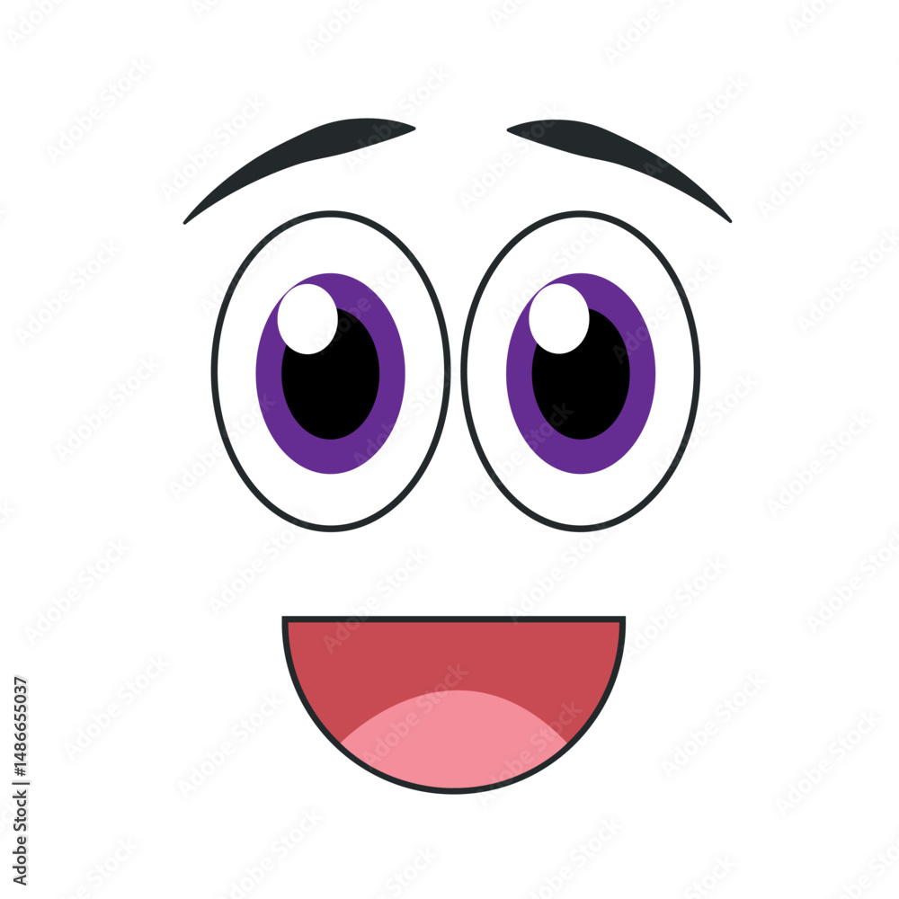Fototapeta premium Happy cartoon face expression. Vector
