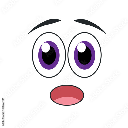 Surprised cartoon face emoji. Vector