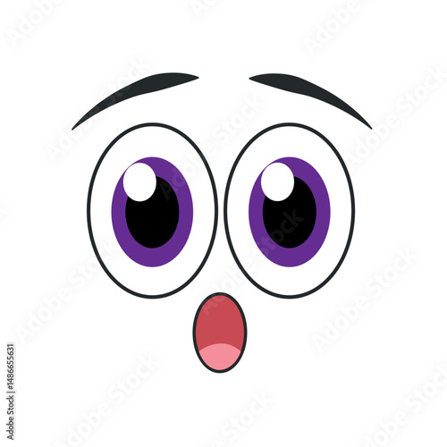 Surprised cartoon face emoji. Vector