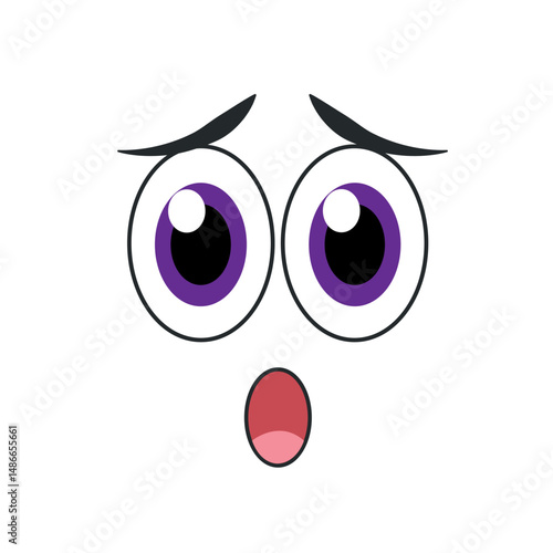 Surprised cartoon face emoji. Vector