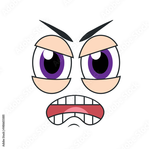Angry cartoon face vector. Vector