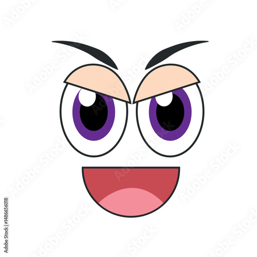 Angry cartoon face vector. Vector