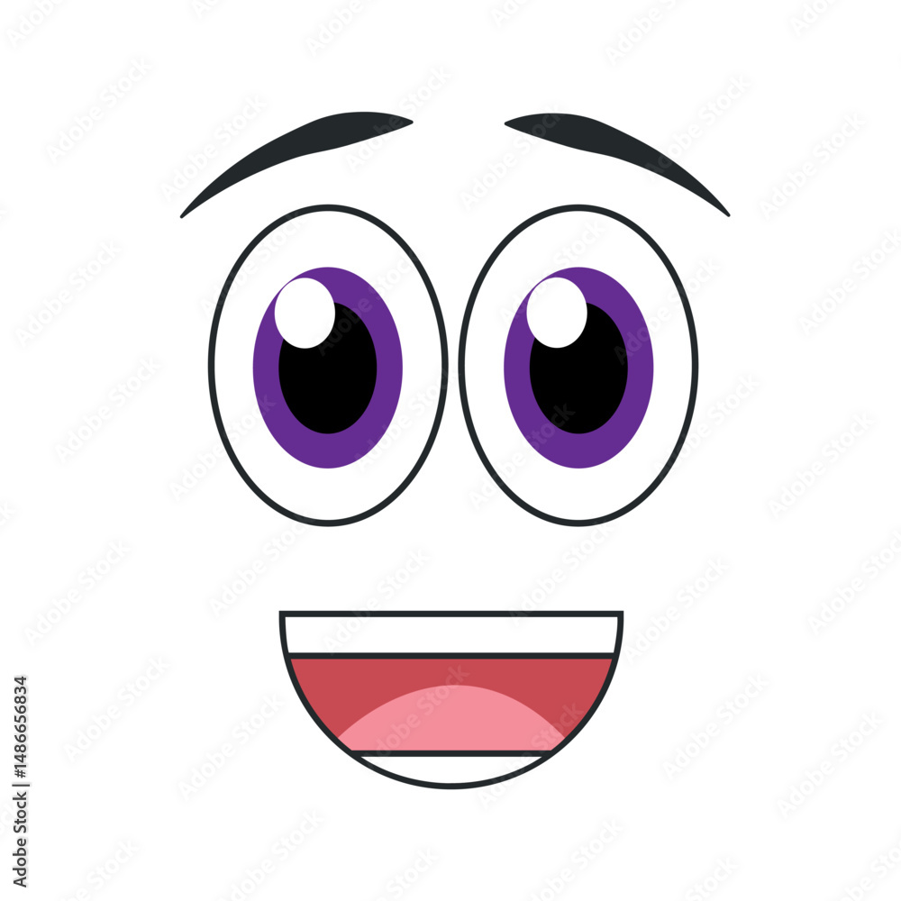 Happy cartoon face expression. Vector Happy cartoon face expression. Vector