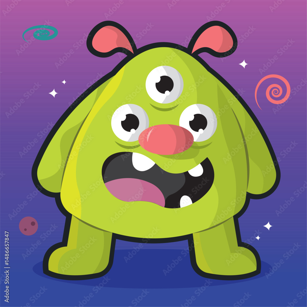 Obraz premium Yellow alien with pink nose. Vector