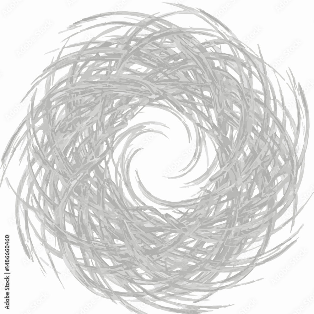 A swirling, abstract design. Silver/white lines create a spiral or vortex effect, with a central opening on a white background. A swirling, abstract design. Silver/white lines create a spiral or vortex effect, with a central opening on a white background.
