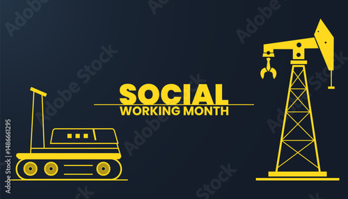 National Social Work Month background banner or poster design template