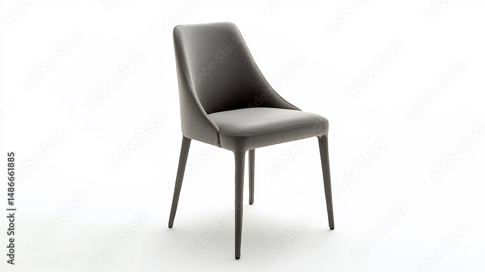 Fototapeta premium Minimalist chair grey hues and sleek details isolated on a clean white background from a top down perspective