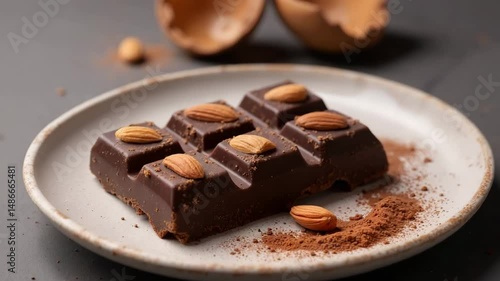 Wallpaper Mural Dark chocolate bar with almonds, cocoa powder, and eggshells, for food blogs and websites Torontodigital.ca