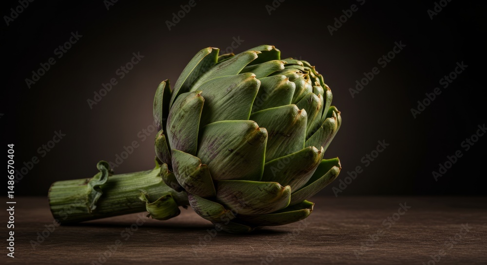 Fototapeta premium Elegant artichoke portrait showcasing its complex texture and rich color palette