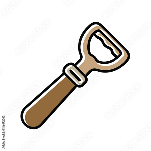 Classic bottle opener with wooden handle in simple design  