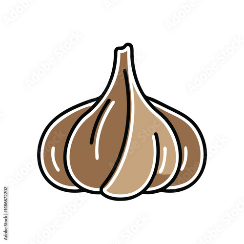 Garlic bulb illustration in minimalist style with outline design  