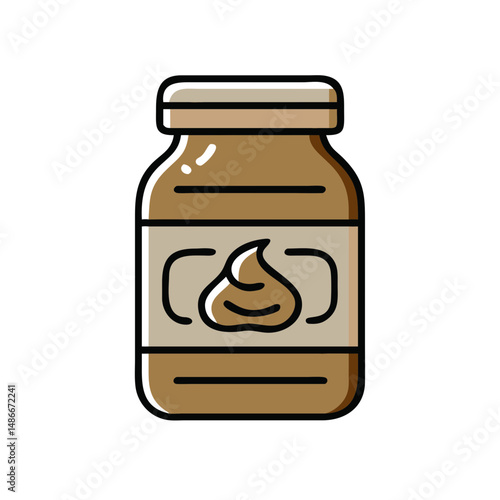 Jar of mayonnaise with label in minimalist style  