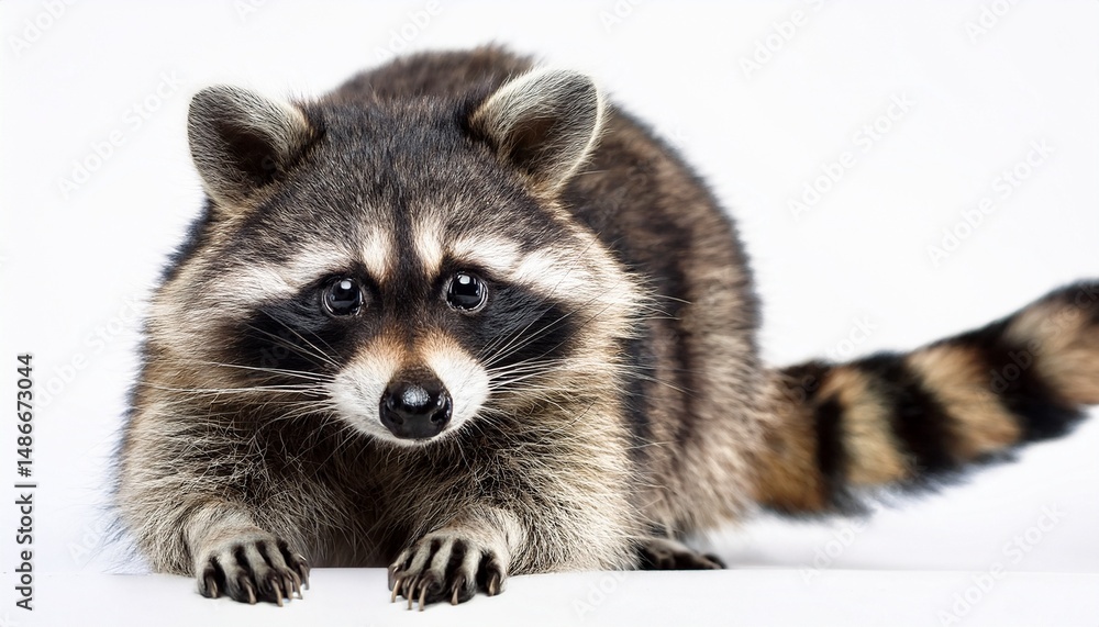 Fototapeta premium raccoon photo white background