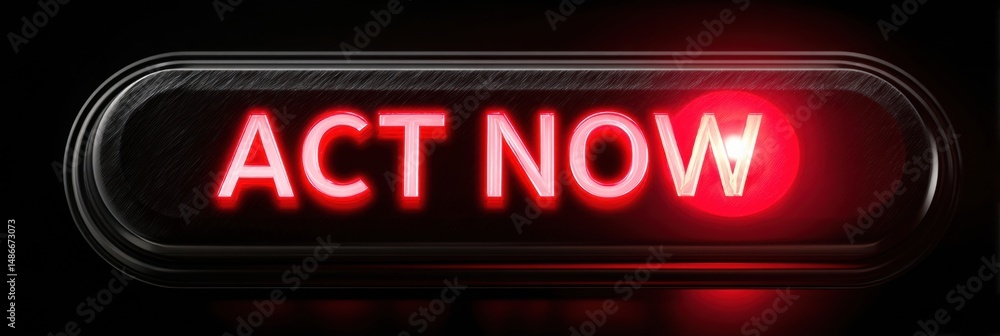Obraz premium Bright Red Act Now Button With a Glowing Center Emphasizes Urgency and Immediate Action for Various Calls to Action