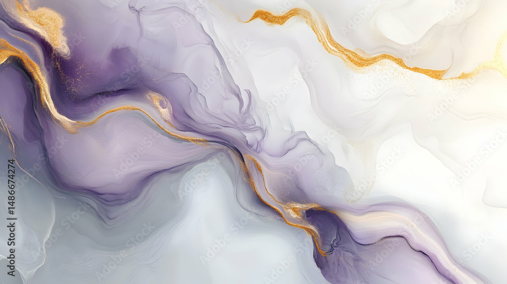 Subtle Amethyst Flow: A delicate interplay of color and gold in liquid motion Subtle Amethyst Flow: A delicate interplay of color and gold in liquid motion