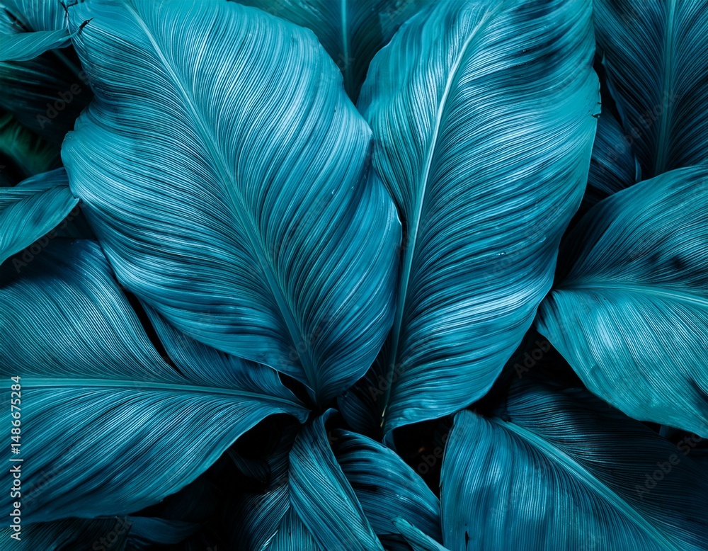 vibrant turquoise leaves with smooth texture and elegant curves vibrant turquoise leaves with smooth texture and elegant curves