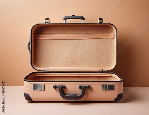 Wallpaper Mural open empty suitcase with a minimalist design on a neutral beige background Torontodigital.ca