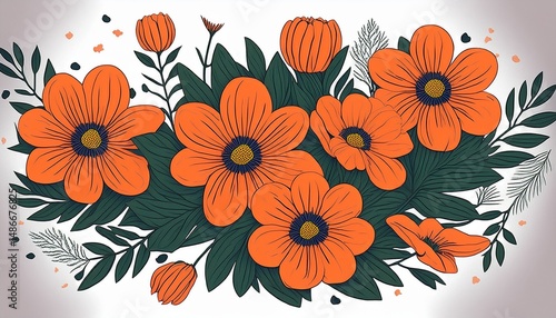 orange flowers isolated on a white background