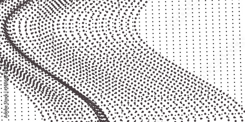 Grunge halftone gradient background. Faded grit noise texture. White and black sand wallpaper. Retro pixelated backdrop. Anime or manga style comic overlay. Vector graphic design textured template