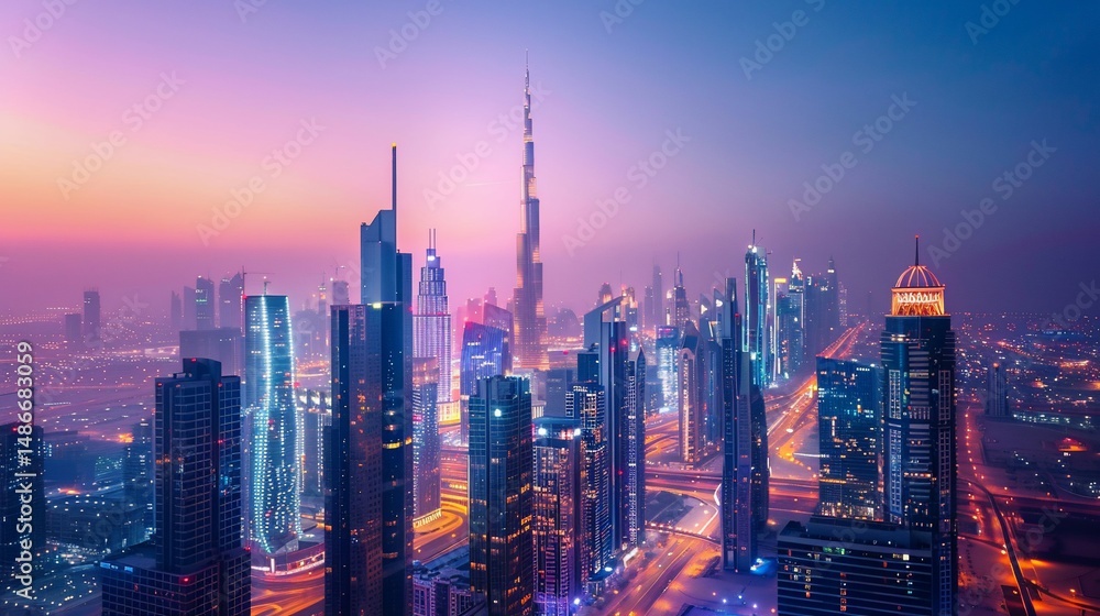 Fototapeta premium new york city skyline at sunset