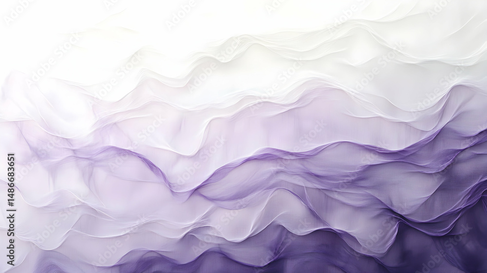 Obraz premium Elegant abstract waves in light purple and white tones with flowing motion
