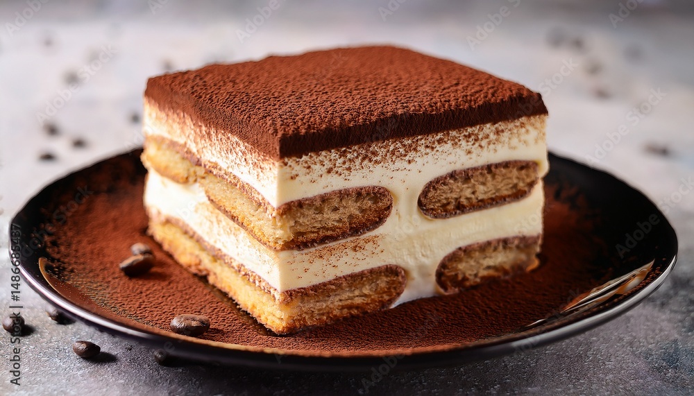 individual tiramisu portion showing texture and layers culinary cocoa ladyfingers individual tiramisu portion showing texture and layers culinary cocoa ladyfingers