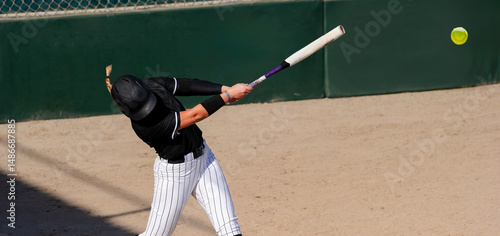 Softball Player Batting Swinging Hitting Baseball Female Fast Pitch Sport Athlete Banner Header