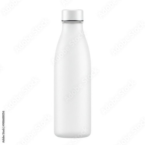 White insulated bottle with silver cap on a black background for keeping drinks hot/cold