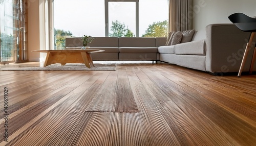 Wallpaper Mural close up of a light oak engineered hardwood floor in a scandinavian style living room with a clean and natural finish Torontodigital.ca