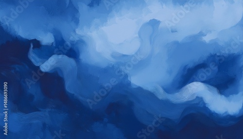 Wallpaper Mural blue abstract painted background with brush strokes cloud form watercolor drawing with sky gradient indigo blue gradient dark blue wave cloud texture for wallpaper textile design Torontodigital.ca