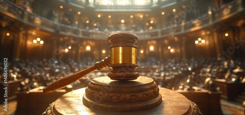 Gavel in Courtroom: Justice, Law, and Order