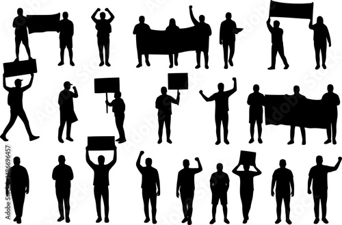 Protest people silhouette vector
