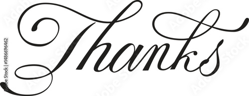 Thanks cursive hand lettering calligraphy